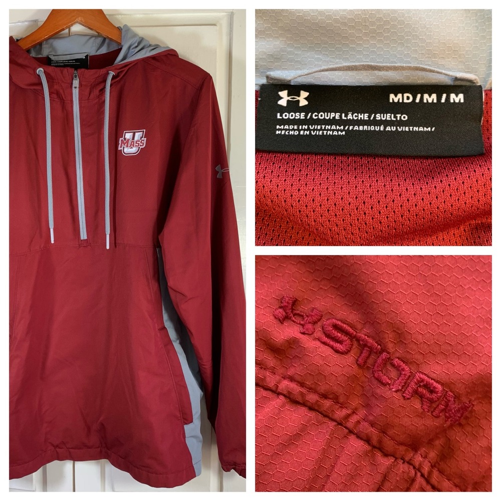 Under Armour UMass Minutemen Lightweight Anorak Jacket Maroon Grey Size M‎ READ
